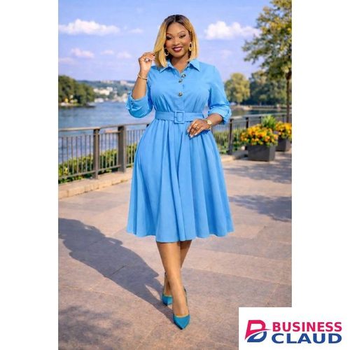 Golden Elegant Radiance Belted Midi Dress
