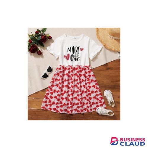Girls Print Princess Dress Red/White-10-11 Years
