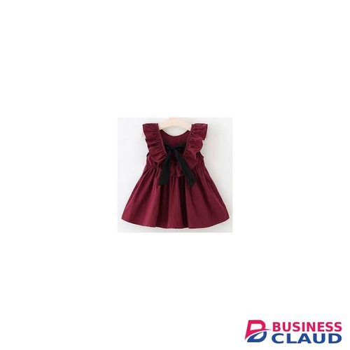 1-2Years Baby GirlShort Sleeve Dress Maroon