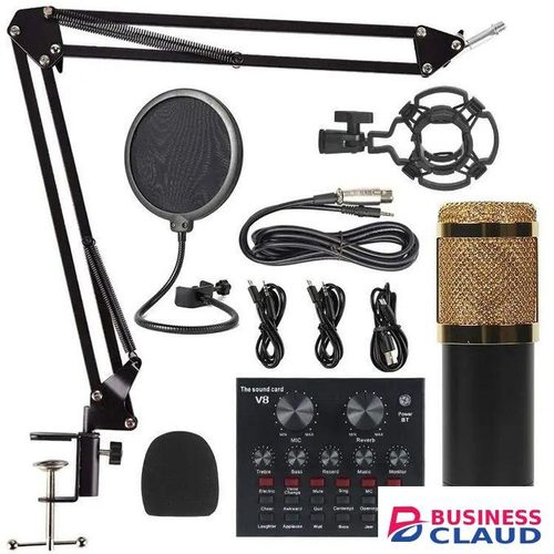 BM800 USB Condenser Microphone with V8 Sound Card – Studio Mic for Professional Podcasting, ceover, Live Streaming, and Music Production