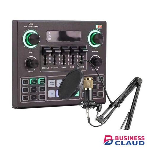 BM800 Condenser Podcast Microphone with V9 Sound Card – Studio Broadcast & Music Production Setup