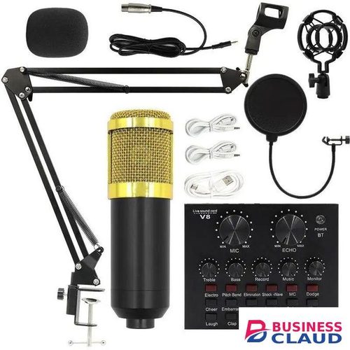 BM800 Professional Condenser Microphone with V8 Sound Card – USB Studio Mic for Content Creators, Gaming, Podcasting, and Music Production