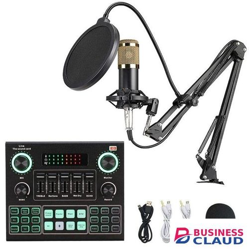 BM800 Cardioid Microphone + V9 Live Audio Mixer – Gaming, Music Production & ce Recording Bundle