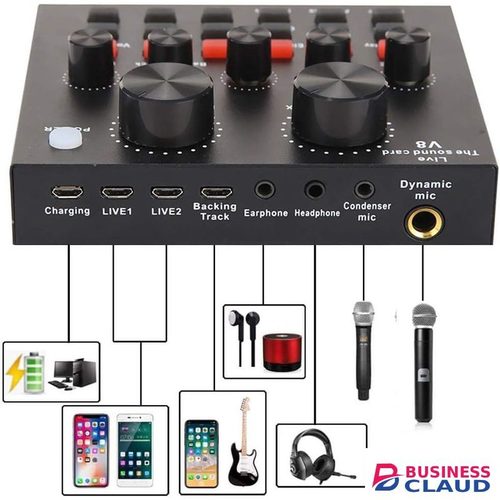 All in One Live Sound Card and BM-800 Condenser Microphone, Perfect for Recording, Broadcasting, Live Streaming, YouTube, TikTok