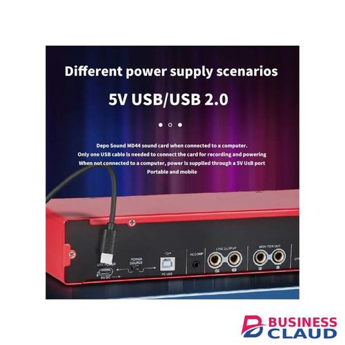 MD44 Audio Interface Studio 4 Channel Sound Table Audio 4 In 4 Out USB Sound Card 24 Bit/192 KHZ Electric Guitar Live Recording