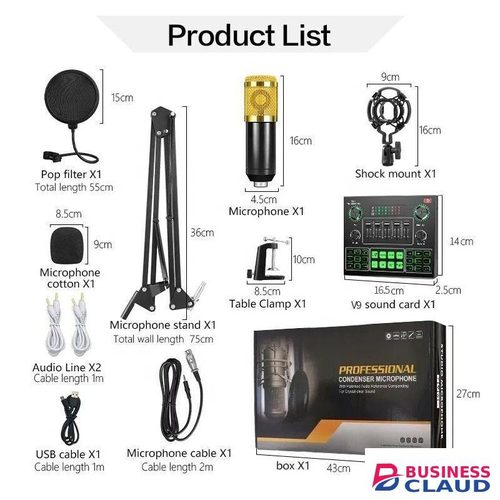 BM800 Studio Recording Microphone with V9 Sound Card Professional Bundle for Online Content Creation