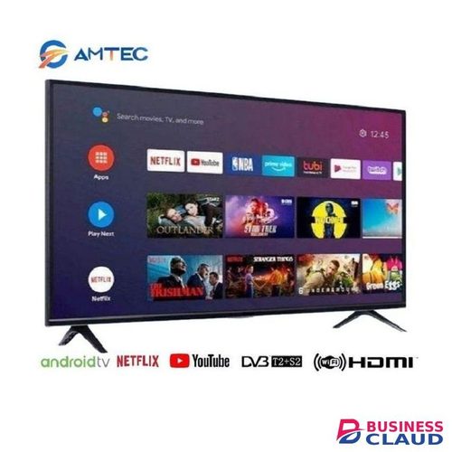 Amtec 32" Smart Android TV (32R1S) – Frameless HD LED Display, Built-in Bluetooth & Wi-Fi, Inbuilt Decoder for Local Channels, Free Heavy-Duty Extension Cable & Wall Mount Bracket