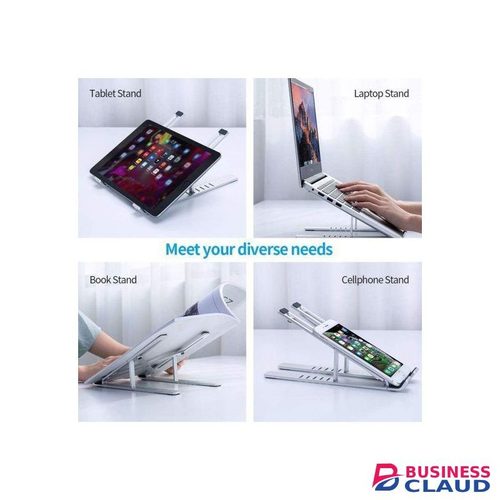 White and Black Label Adjustable Aluminum Laptops Stand