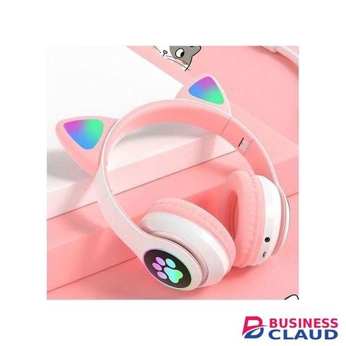 Wireless Pink Cat Ear Headphones With Powerful Sound