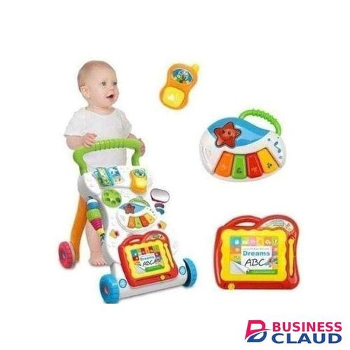 Huanger Trendy Musical Baby Walker/ Push Walker- Multicolored