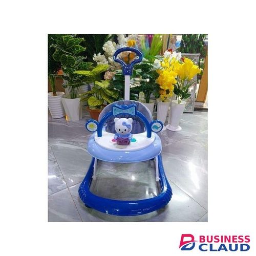 Mom Easy Safe Steps Blue Baby Walker with Musical Toy and Push handle