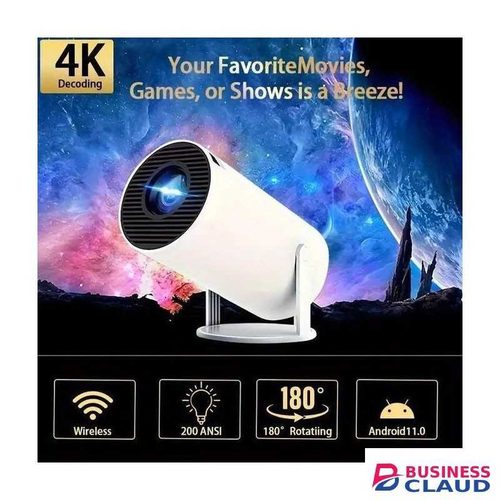 HY300 Projector with WIFI6 and Bluetooth, 4K 1080P Support Android TV 11.0, Mini Portable Projector 180° Rotatable Movie Projector
