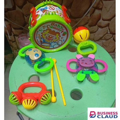 Baby Zest 4 Toyz Rattle & Musical Drum Toy Set. (8pcs)