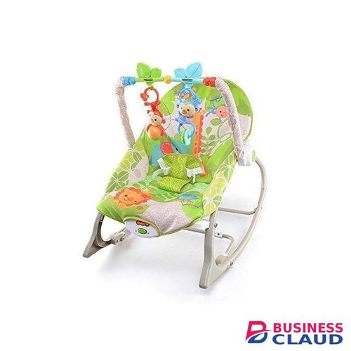 Infant to Toddler Baby Rocker with Musical Toy Bar & Vibrations- GREEN