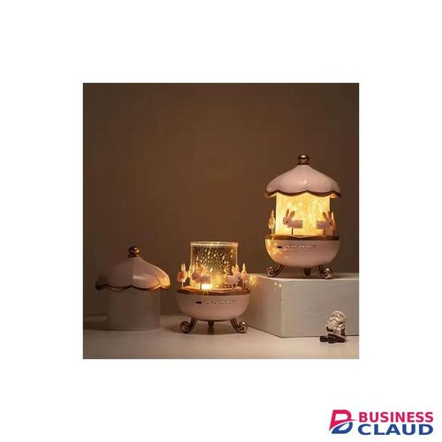 Musical Carousel Night Light with Rotating Bunnies, Star Projector Bunnie Night Light with 6 Projection Theme and 8 Smooth Sound - Pink
