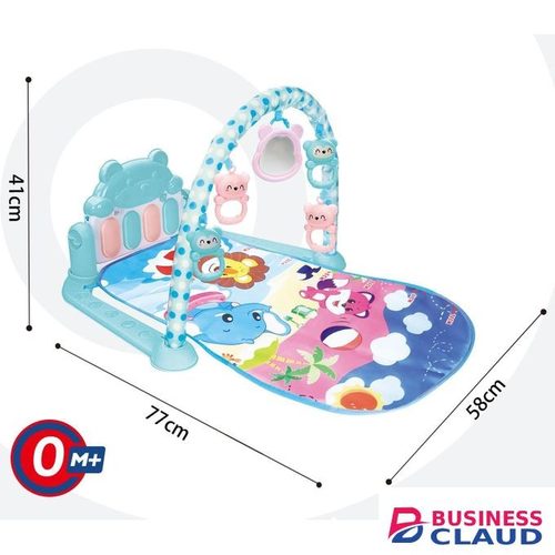 Baby Fitness Frame, Newborn Pedal Crawling Mat, Piano Musical Play Mat--Blue Elephant