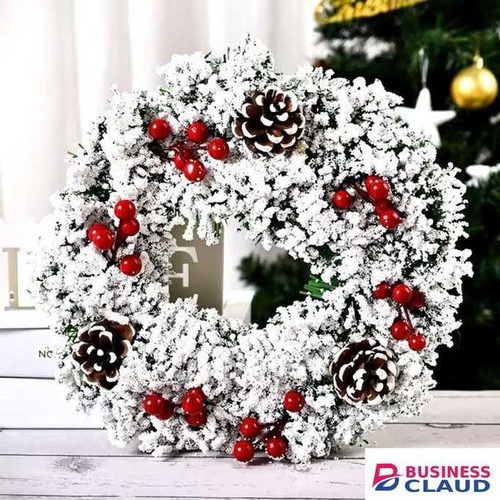 32cm snow flocked Front Door Christmas