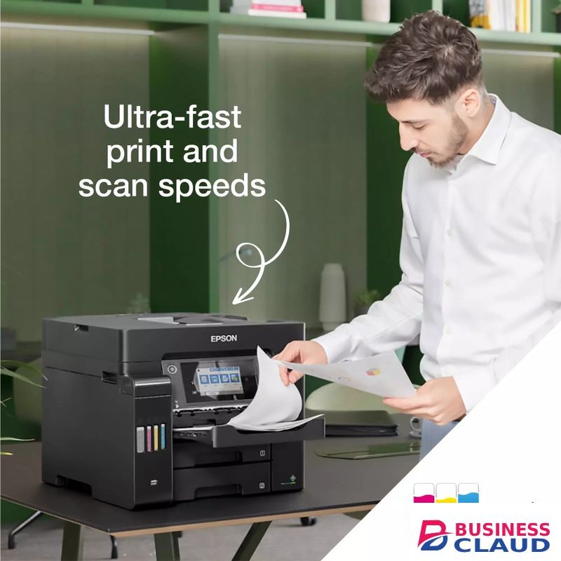 Epson Ecotank L6570 Office Ink Tank Printer A4 Colour 4 In 1 With Adf, Wi Fi And Smart Panel Connectivity Lcd Screen, Black, Compact (4 Ink Bottles Included)