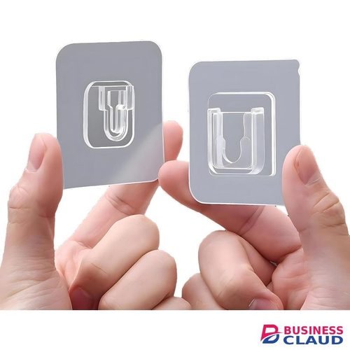 10 Pcs Clear Double-Sided Adhesive Wall Hooks - Mounted Door Hanger Kit - No Drill Sticker Hangers with Suction Cup for Bathroom, Kitchen