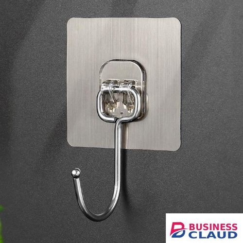 Stainless Steel Strong Self Adhesive Hooks Key Storage Hanger Kitchen Hooks Bathroom Hooks Door Wall Hooks- 5pcs