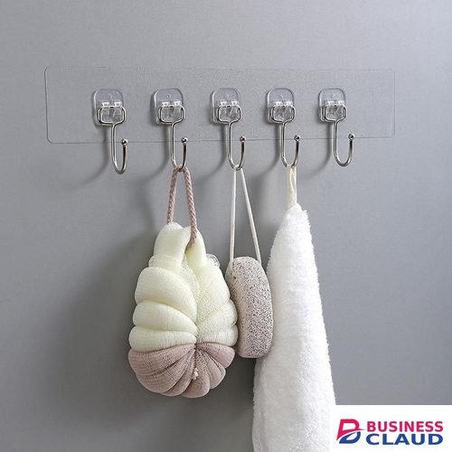 5-in-1 Strong Adhesive Wall Hooks – Transparent Multi-Purpose Door & Wall Hangers