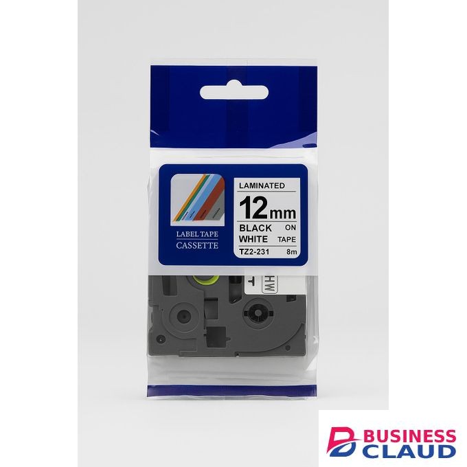 Brother Compatible TZ2-231 12mm Continuous Black on White Tape