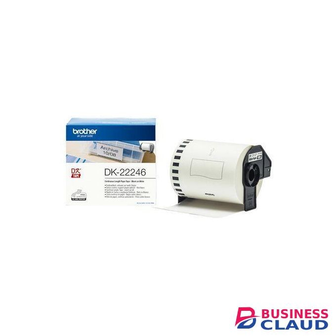 Brother DK-22246 Continuous Paper Label Roll – Black on White, 103mm