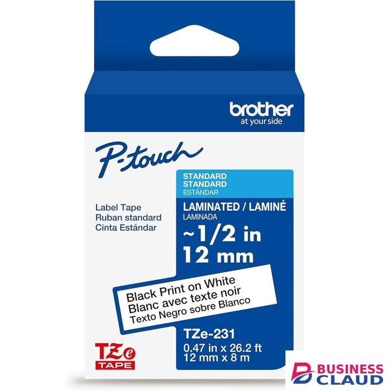 Brother TZe-231 12mm Black on White Tape