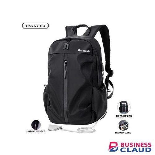 Tisa Nyota Men Oxford Laptop Backpack Back School Bags-Black