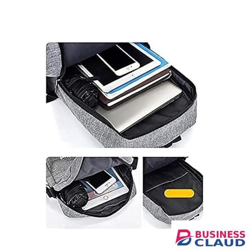 3-Piece Travel Backpack Set – Grey Canvas Laptop Backpack with Shoulder Bag and Pouch, USB Charging Port – Business, Casual, School & Travel Bag for Men & Women