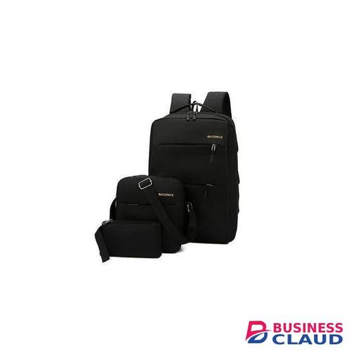 3 In 1 Backpack Bag Wallet With USB - Black