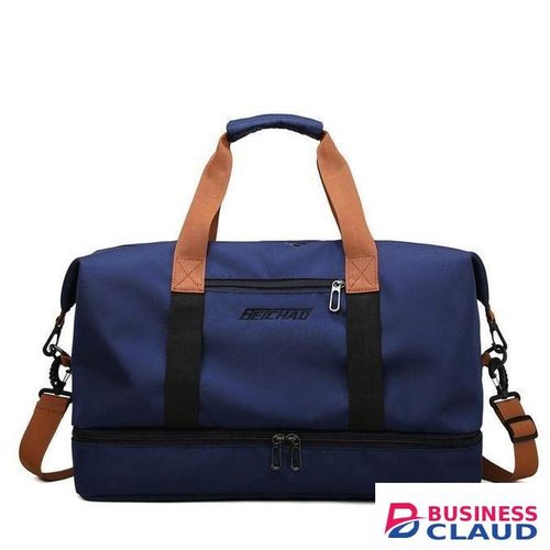 LARGE CAPACITY TRAVEL BAG/GYM BAG WITH BOTTOM SHOE COMPARTMENT- NAVYBLUE