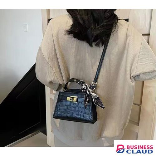 Crocodile Detail Mini Kelly Bag Black