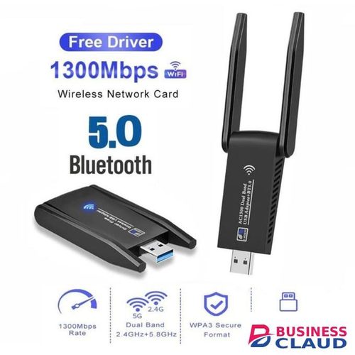 Other Stories 2in1 1300Mbps WiFi + Bluetooth 5.0 Powerful Adapter USB 3.0 Dongle Dual Band 2.4G&5GHz WiFi 5 Network Wireless Wlan Receiver EEEkit Wireless Network Adapter With High Gain Dual Band 2dBi Antenna For PC Desktop Laptop, 2.4GHz/5GHz WiFi Adapte