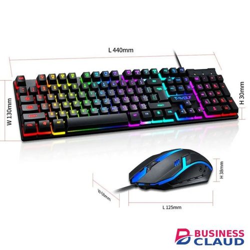 T-WOLF Wired keyboard and mouse set, mechanical feel membrane silent rgb gaming keyboard for PC desktop and computer 104 keys led keyboard and set