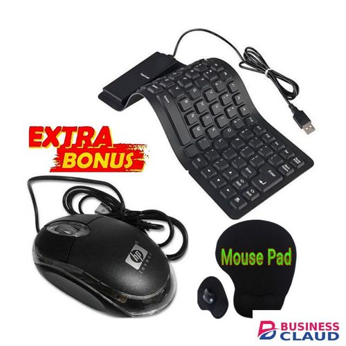 Flexible Laptop // Computer Wired Keyboard + Gifts Wired Optical Mouse & Mouse Pad