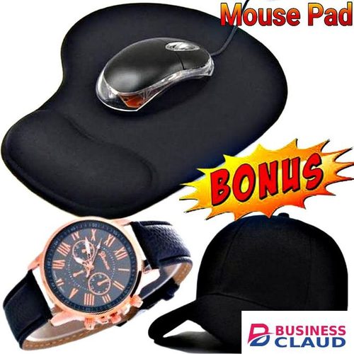 Wrist Computer Mouse Pad, quartz Men Watch & Baseball Cap