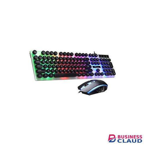 Computer Gaming Keyboard and Mouse Combo :Keyboard with Flexible Polychromatic LED Lights Mechanical Feel Wired USB Working Keyboard Mouse Set for Windows Computer