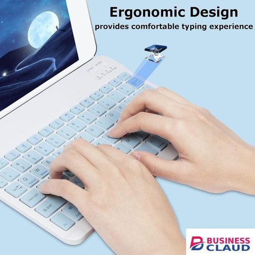 Bluetooth Wireless Keyboard and Mouse Combo,Ultra-Slim Ergonomic Small Rechargeable Bluetooth Keyboard Mouse Set for Apple iPad iPhone Samsung Tablet Phone Android PC Computer Mac Smartphone(Blue)
