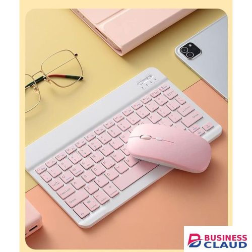 Bluetooth Wireless Keyboard and Mouse Combo,Ultra-Slim Ergonomic Small Rechargeable Bluetooth Keyboard Mouse Set for Apple iPad iPhone Samsung Tablet Phone Android PC Computer Mac Smartphone(Pink)