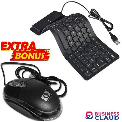 Foldable Waterproof Laptop // Computer Wired Keyboard + Gifts Wired Optical Mouse