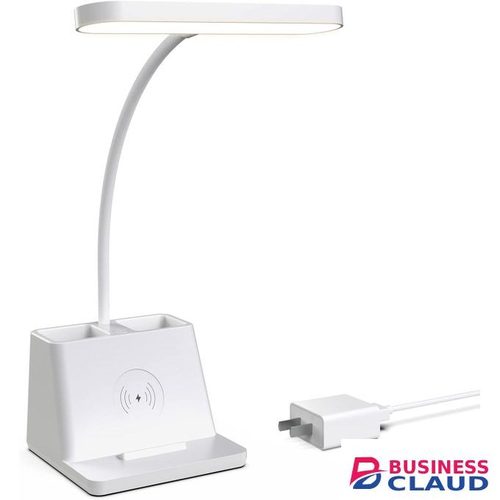 Small Desk Lamp, White Gooseneck Desktop Lamp, Study Lamps For Bedrooms/Small Spaces Desk Lights For Home Office With Pen Holder, Cute Desk Lamp For College Dorm Room