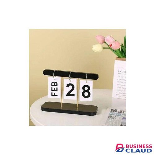 Wooden Perpetual Desk Flip Calendar Desk Stand Up Calendar Home School Office Table Desk Decoration