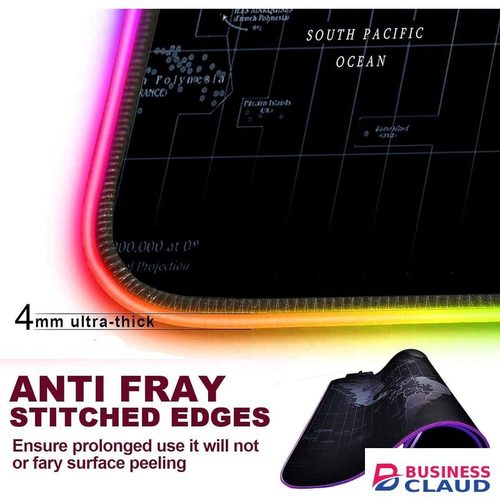 World Map Print RGB Gaming Mouse Pad, Large Extended Soft Led Mouse Pad with 14 Lighting Modes, Computer Keyboard Mousepads Mat (80 cm x 30 cm)
