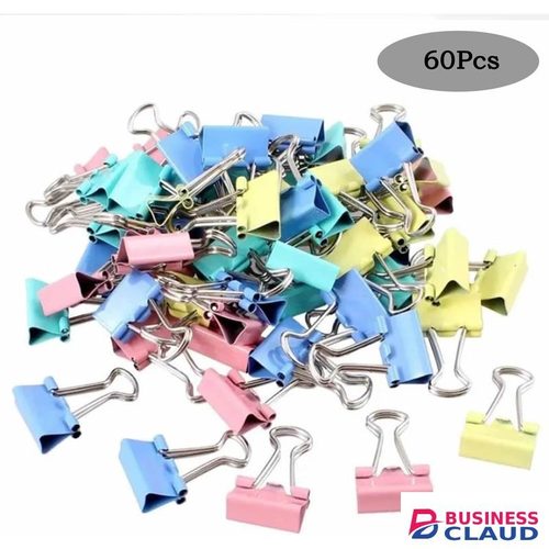 15mm Mini Metal Binder Clips Assorted 60 Pcs, For Office, School, Home