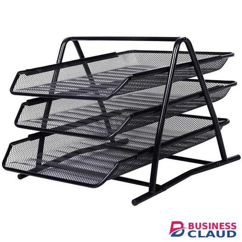 3 Tier Metal Mesh File Rack Document Holder Tray Office Desktop