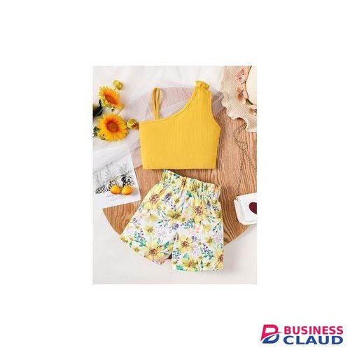 Catpapa 2PCS Kids Girl Suspenders Bow Top+Flower 1-8 Years