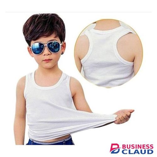 6 Pcs Kids White Cotton Vests. (100% Cotton-All White) Stretchy & Comfortable. Sizes: 3 Years-14 Years