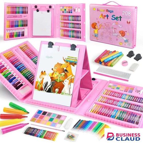 Drawing Kit 208PCS Deluxe Colouring Art Set For Kids 6-12 Drawing & Painting Set With Watercolour Drawing Colouring Pencils For Children Kid Girls Boys