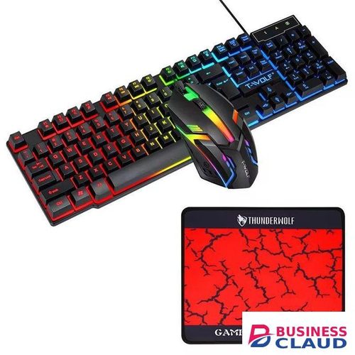 TWOLF TF800 Wired LED Backlit Keyboard 4IN1 Gaming Keyboard Mouse Headphone and Pad Kit Portable Computer Keyboard Combos